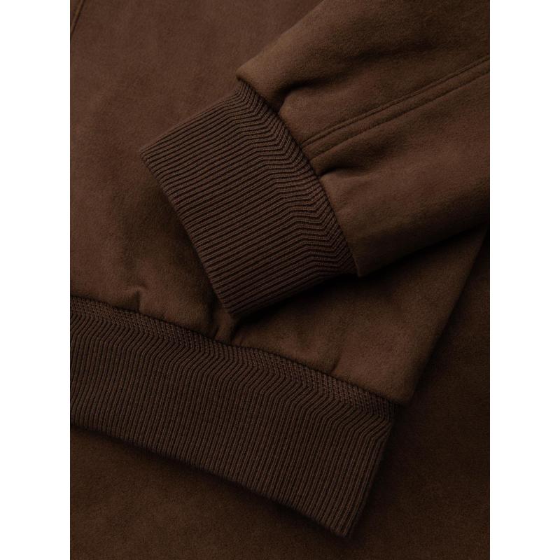 Pánska bunda z umelej semišovej kože – hnedá V1 OM-JAFL-0232