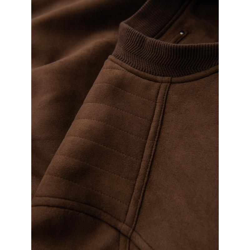 Pánska bunda z umelej semišovej kože – hnedá V1 OM-JAFL-0232