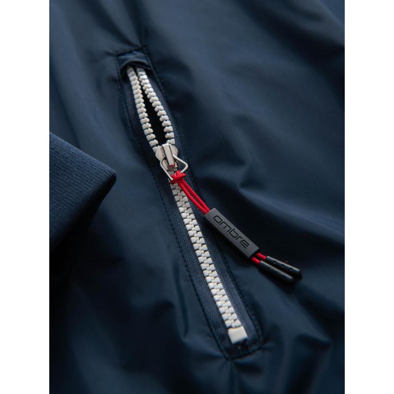 Pánská kontrastní větrovka s kapucí – tmavě modrá a bílá V1 OM-JANP-0228