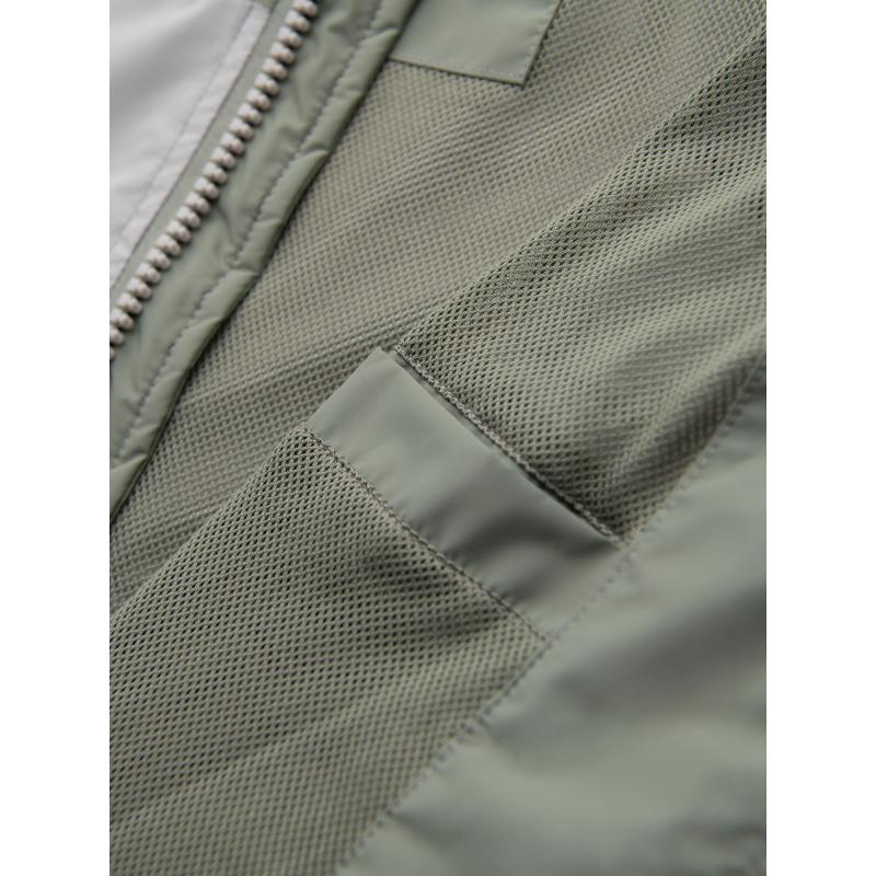 Férfi kontrasztos kabát kapucnival – olíva szürke V3 OM-JANP-0228