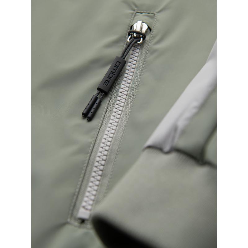 Férfi kontrasztos kabát kapucnival – olíva szürke V3 OM-JANP-0228