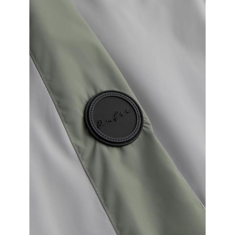 Férfi kontrasztos kabát kapucnival – olíva szürke V3 OM-JANP-0228