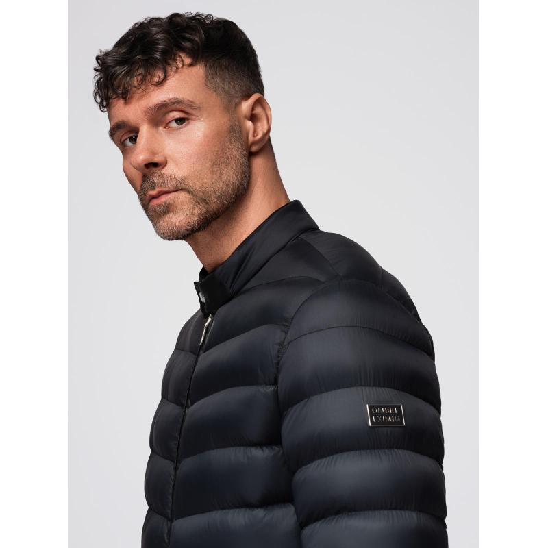 Pánska prešívaná klasická bunda so stojatým golierom – čierna V1 OM-JALP-0261