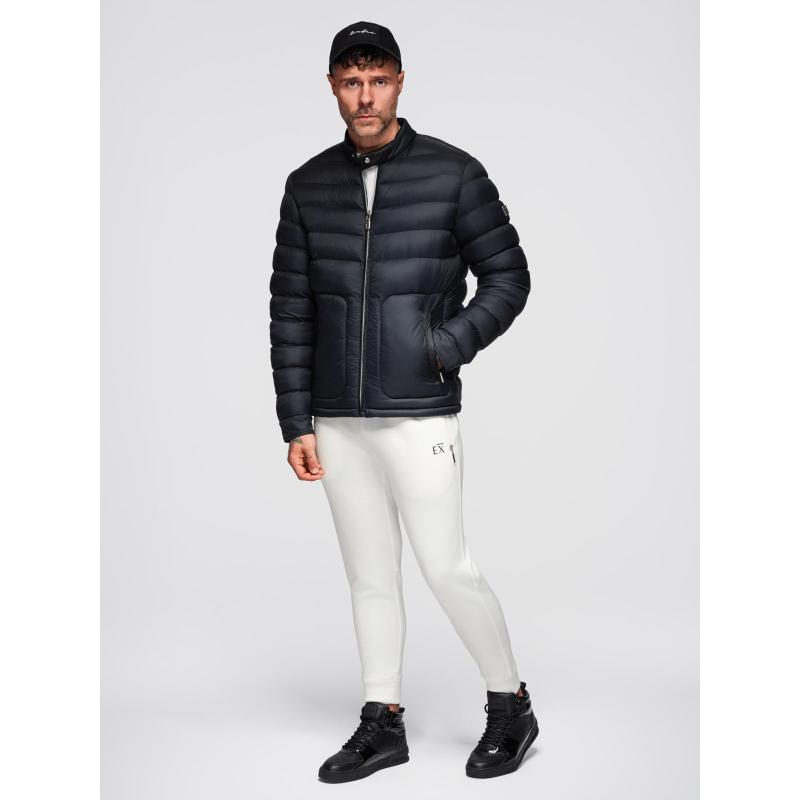 Pánska prešívaná klasická bunda so stojatým golierom – čierna V1 OM-JALP-0261