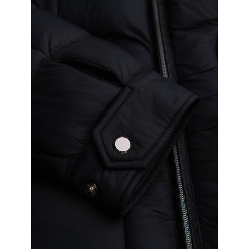 Pánska prešívaná klasická bunda so stojatým golierom – čierna V1 OM-JALP-0261
