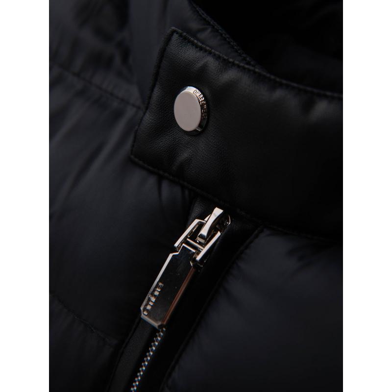 Pánska prešívaná klasická bunda so stojatým golierom – čierna V1 OM-JALP-0261