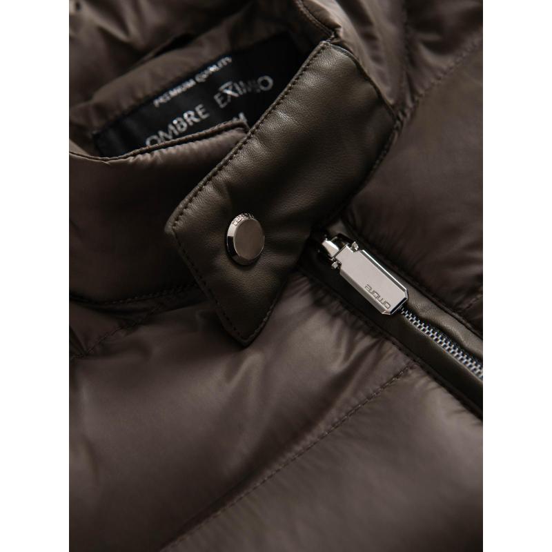 Klasszikus, steppelt férfi kabát állógallérral – olíva V3 OM-JALP-0261