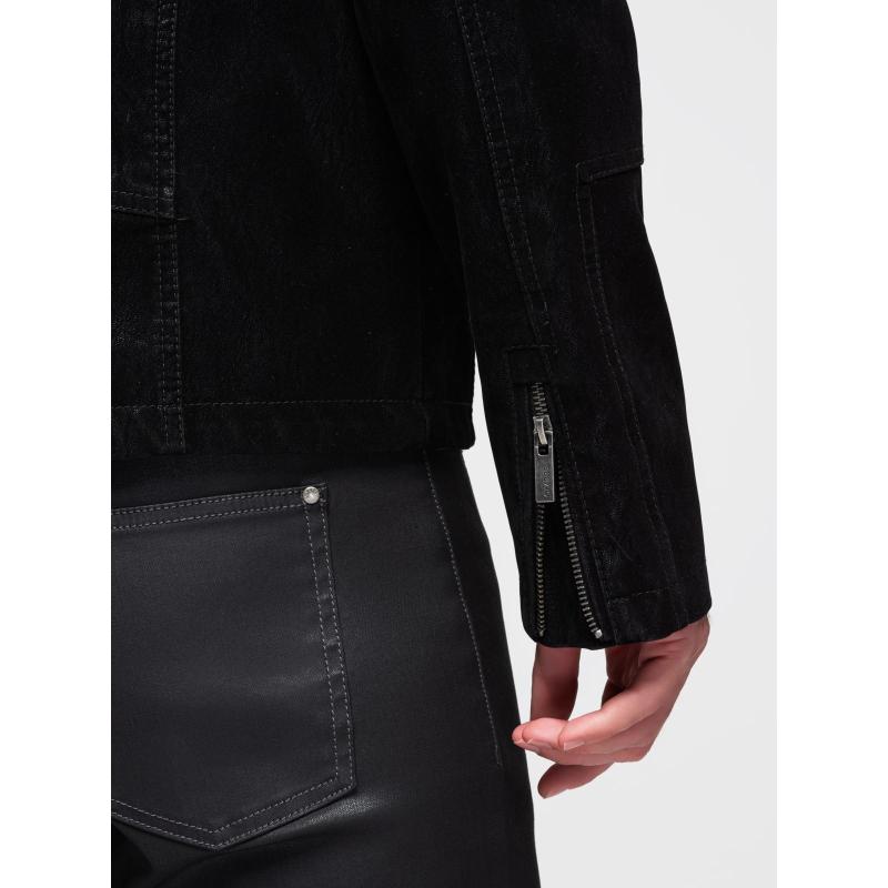 Štýlová pánska bunda z eko kože s golierom – čierna V2 C637