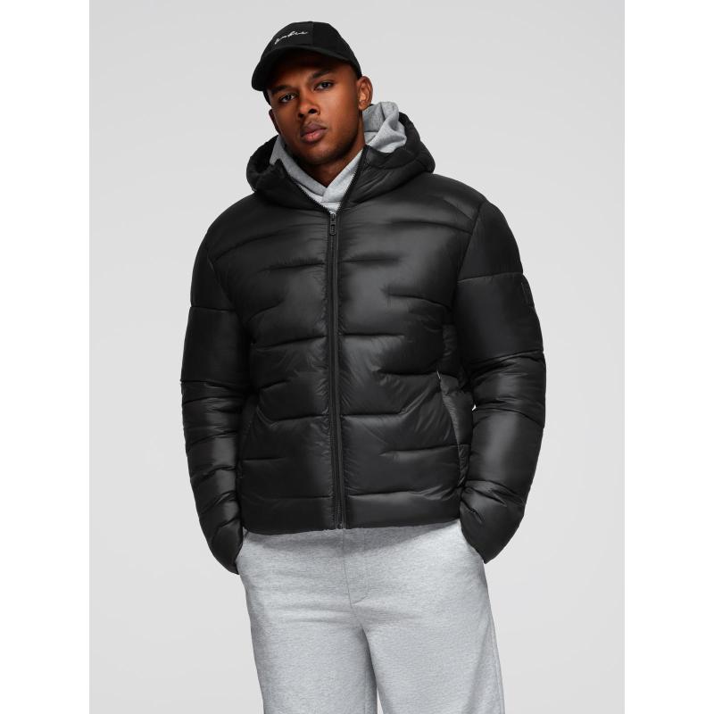Pánska prešívaná bunda s kapucňou – čierna V1 OM-JAHP-0235