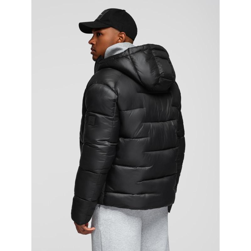 Pánska prešívaná bunda s kapucňou – čierna V1 OM-JAHP-0235