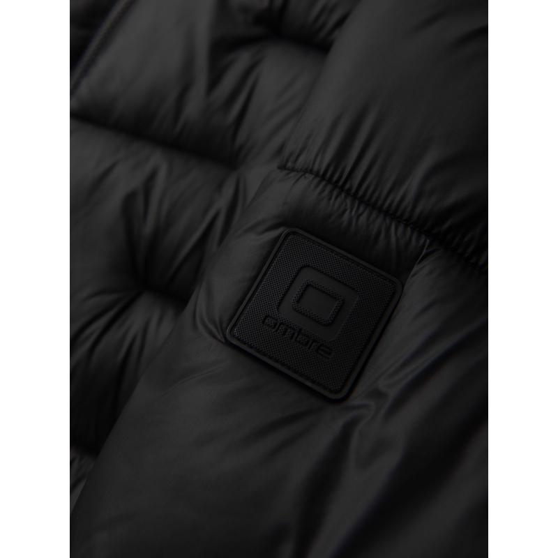 Pánska prešívaná bunda s kapucňou – čierna V1 OM-JAHP-0235