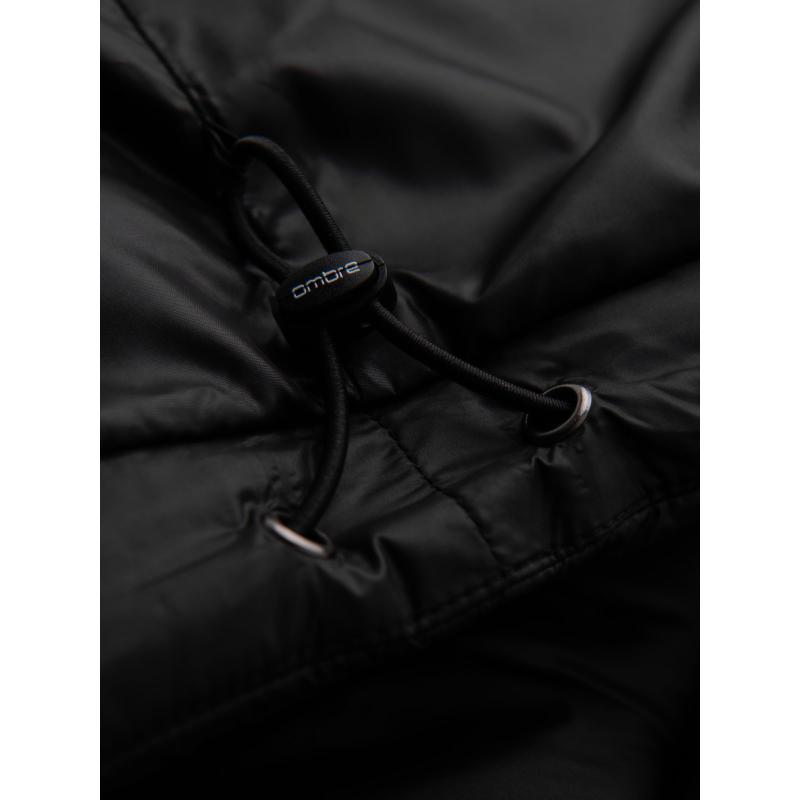 Pánska prešívaná bunda s kapucňou – čierna V1 OM-JAHP-0235