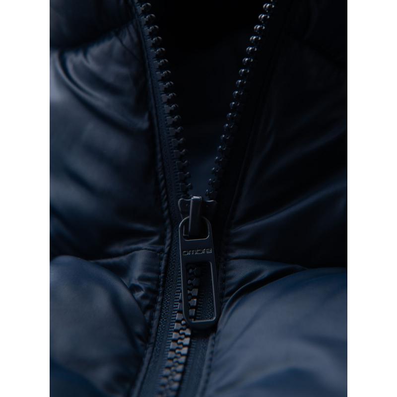 Férfi steppelt kabát kapucnival – sötétkék V4 OM-JAHP-0235