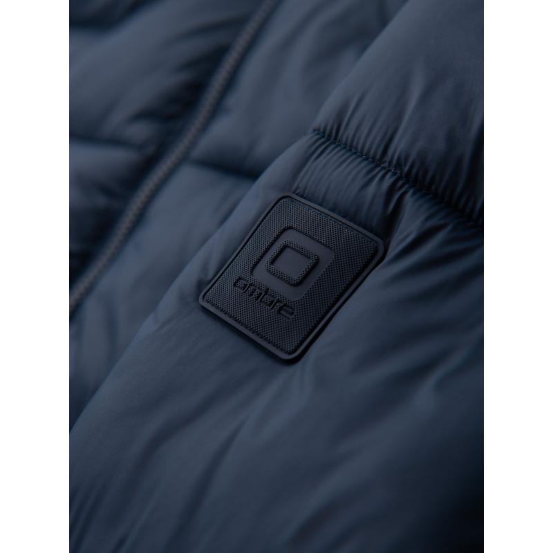 Férfi steppelt kabát kapucnival – sötétkék V4 OM-JAHP-0235
