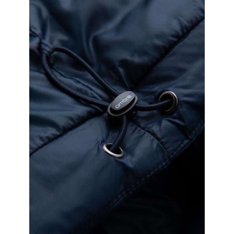 Férfi steppelt kabát kapucnival – sötétkék V4 OM-JAHP-0235