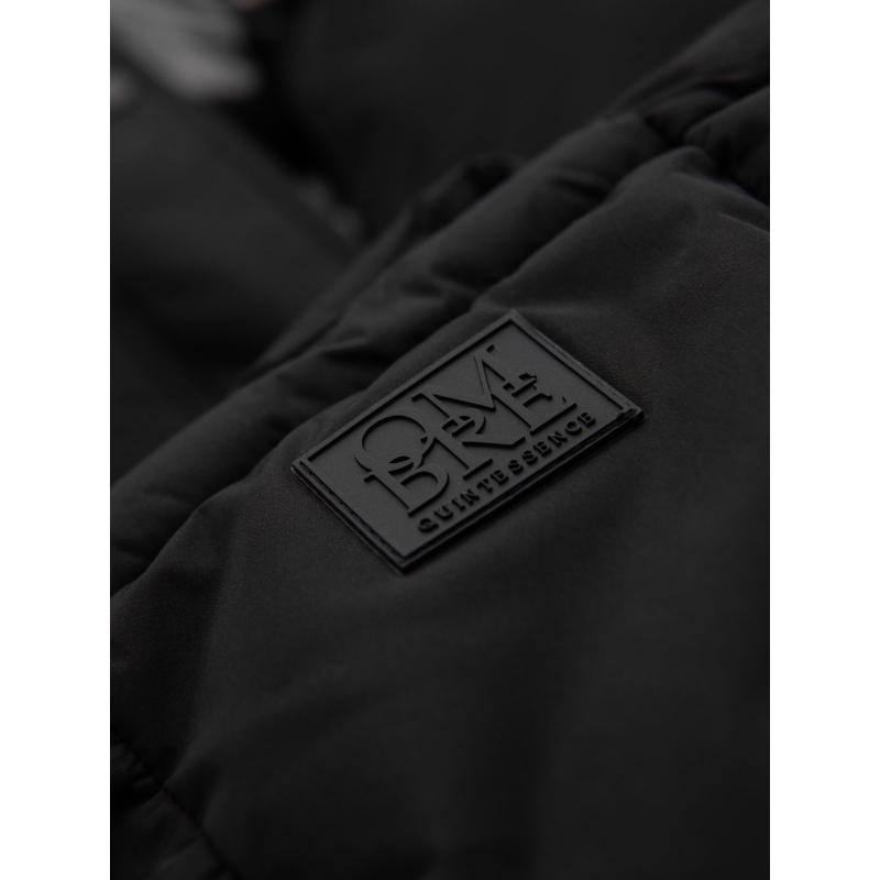 Pánska dlhá prešívaná zimná bunda s kapucňou – čierna V1 OM-JALJ-0309