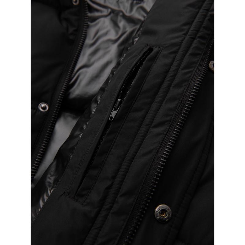 Pánska dlhá prešívaná zimná bunda s kapucňou – čierna V1 OM-JALJ-0309