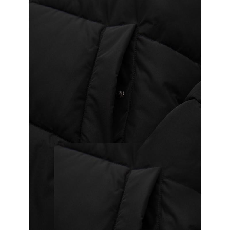 Pánska dlhá prešívaná zimná bunda s kapucňou – čierna V1 OM-JALJ-0309