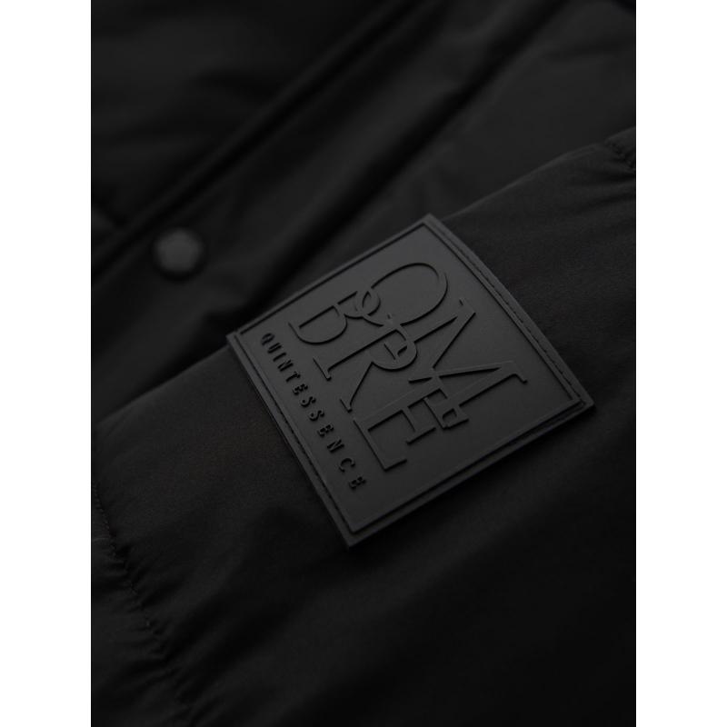 Pánska dlhá prešívaná zimná bunda s kapucňou – čierna V1 OM-JALJ-0309