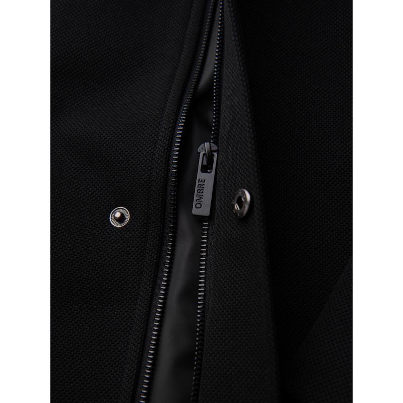 Férfi kabát magas gallérral és strukturált szabással – fekete V1 OM-COWC-0136