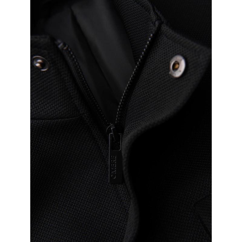 Férfi kabát magas gallérral és strukturált szabással – fekete V1 OM-COWC-0136