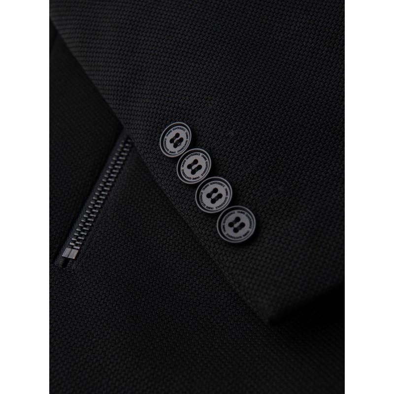 Férfi kabát magas gallérral és strukturált szabással – fekete V1 OM-COWC-0136