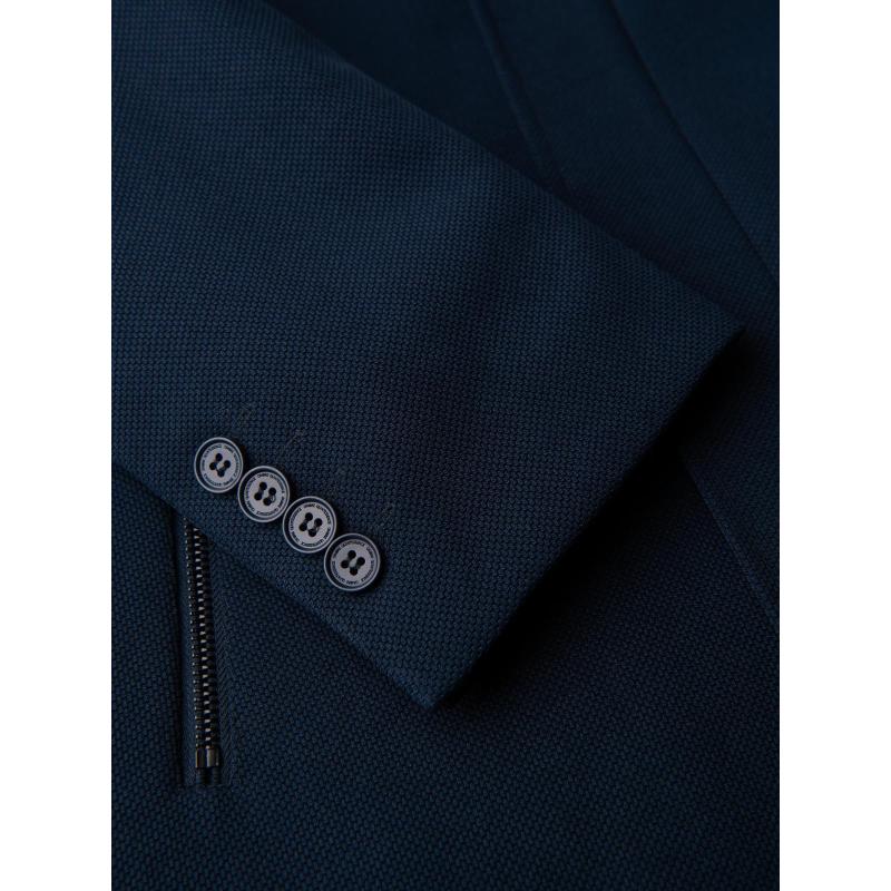 Férfi kabát magas gallérral és strukturált szabással – sötétkék V2 OM-COWC-0136
