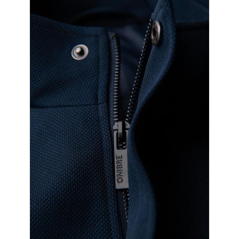 Férfi kabát magas gallérral és strukturált szabással – sötétkék V2 OM-COWC-0136