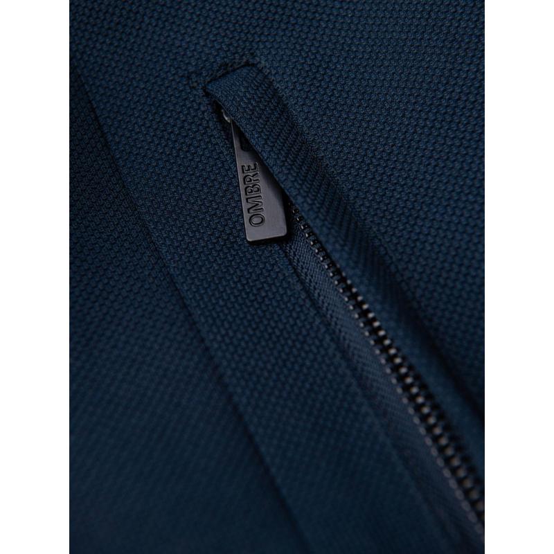 Férfi kabát magas gallérral és strukturált szabással – sötétkék V2 OM-COWC-0136