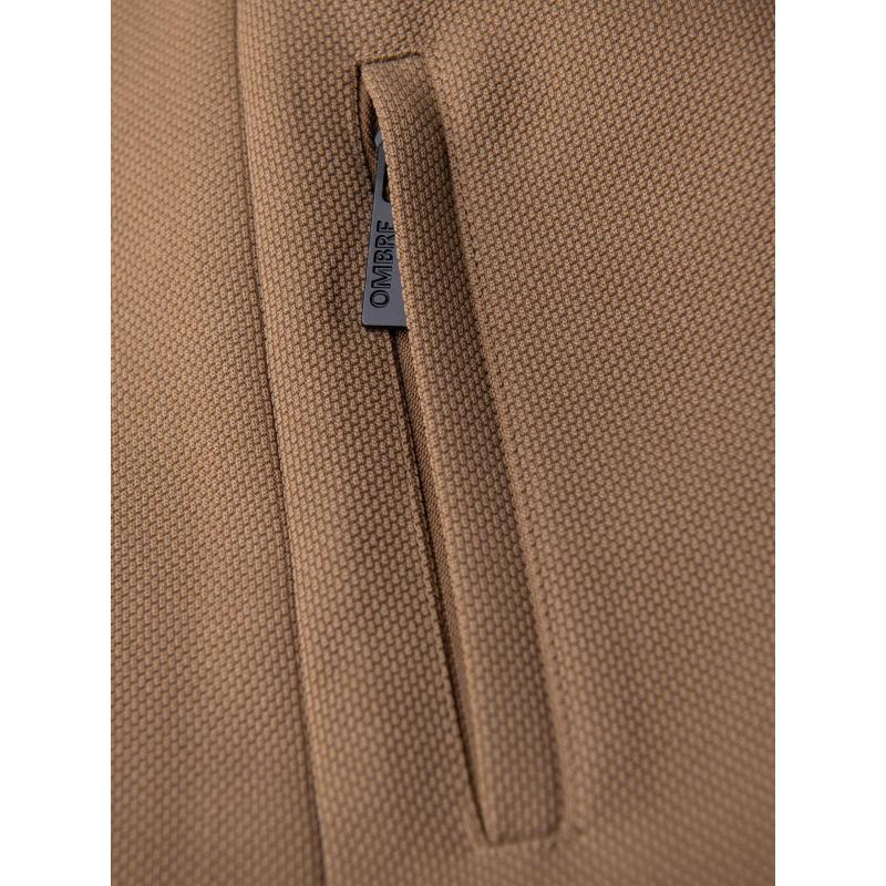 Strukturált férfi kabát magas gallérral – világosbarna V4 OM-COWC-0136