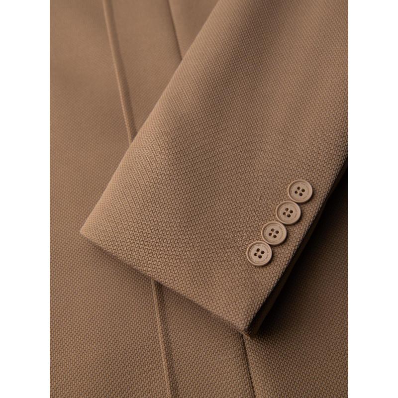 Strukturált férfi kabát magas gallérral – világosbarna V4 OM-COWC-0136