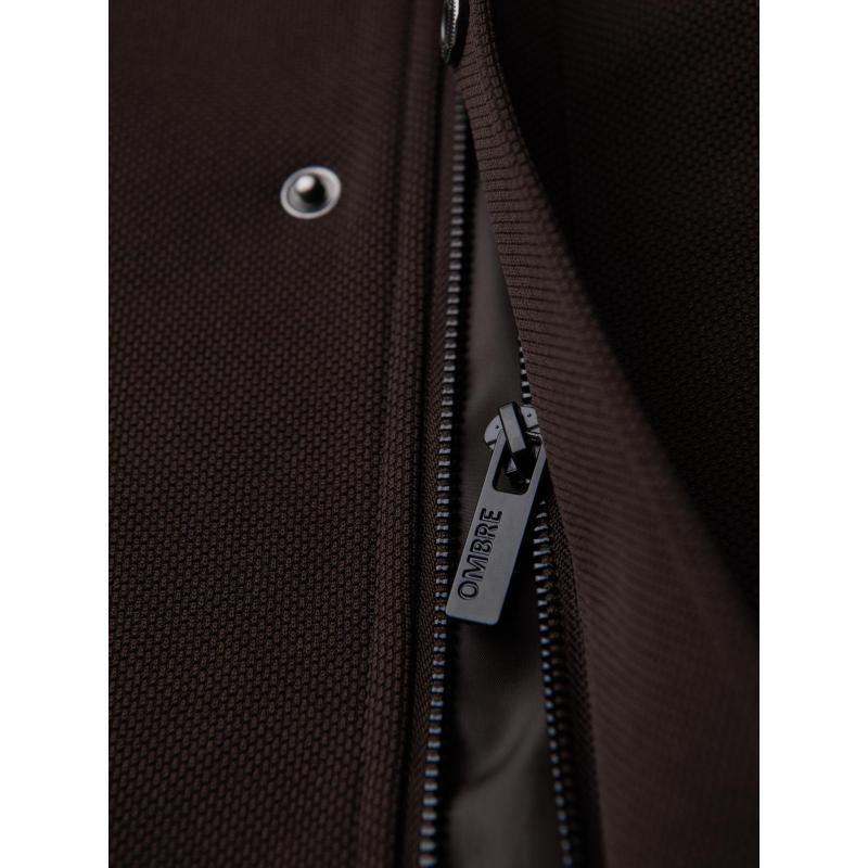 Strukturált férfi kabát magas gallérral – sötétbarna V5 OM-COWC-0136