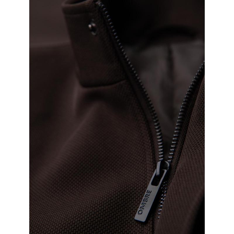 Strukturált férfi kabát magas gallérral – sötétbarna V5 OM-COWC-0136