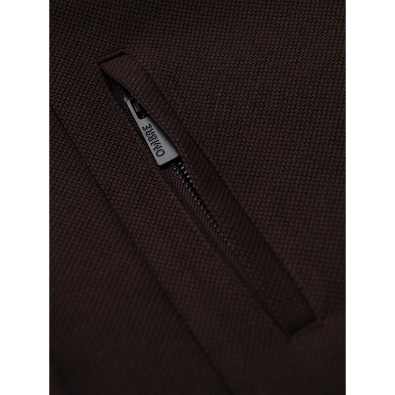 Strukturált férfi kabát magas gallérral – sötétbarna V5 OM-COWC-0136