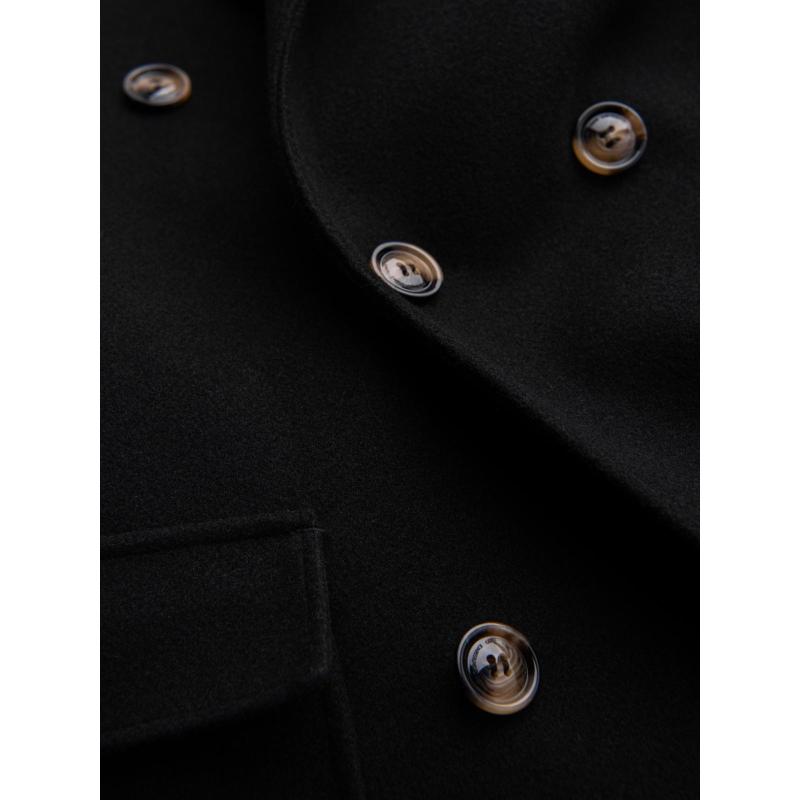 Férfi kabát két soros gombolással és díszgombokkal – fekete V2 OM-COWC-0137