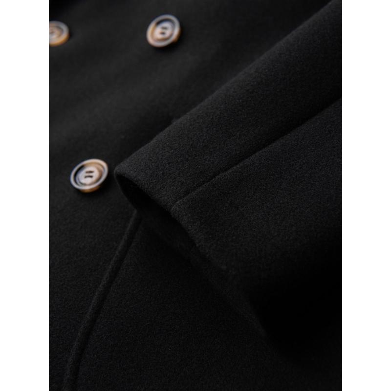 Férfi kabát két soros gombolással és díszgombokkal – fekete V2 OM-COWC-0137