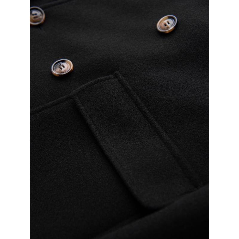 Férfi kabát két soros gombolással és díszgombokkal – fekete V2 OM-COWC-0137
