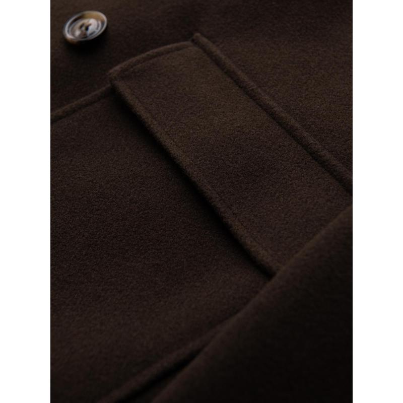 Férfi kabát két soros gombolással és díszgombokkal – sötétbarna V3 OM-COWC-0137