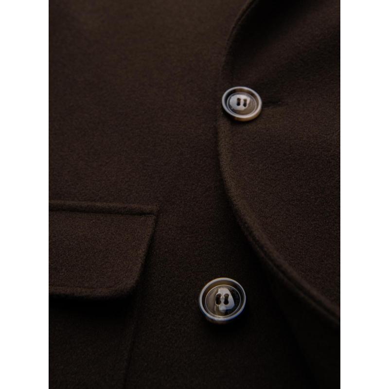 Férfi kabát két soros gombolással és díszgombokkal – sötétbarna V3 OM-COWC-0137