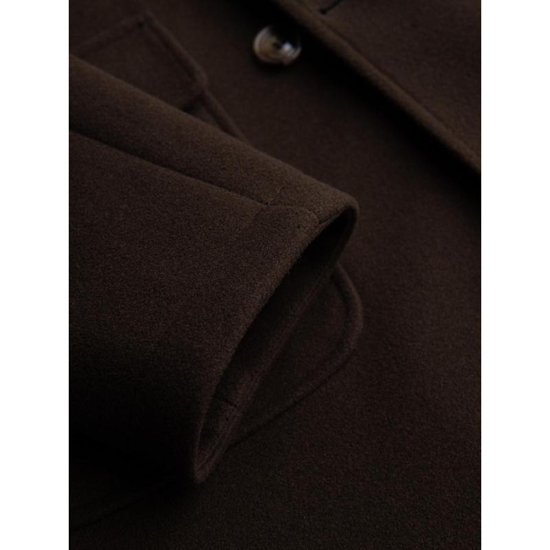 Férfi kabát két soros gombolással és díszgombokkal – sötétbarna V3 OM-COWC-0137
