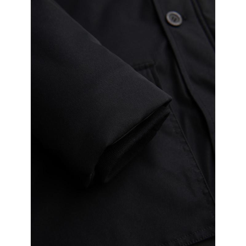 Elegantná pánska bunda s vreckami a kapucňou – čierna V1 OM-JAPJ-0287