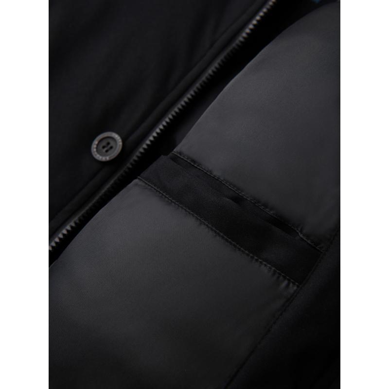 Elegantná pánska bunda s vreckami a kapucňou – čierna V1 OM-JAPJ-0287