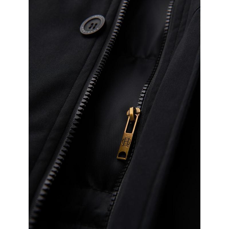 Elegantná pánska bunda s vreckami a kapucňou – čierna V1 OM-JAPJ-0287