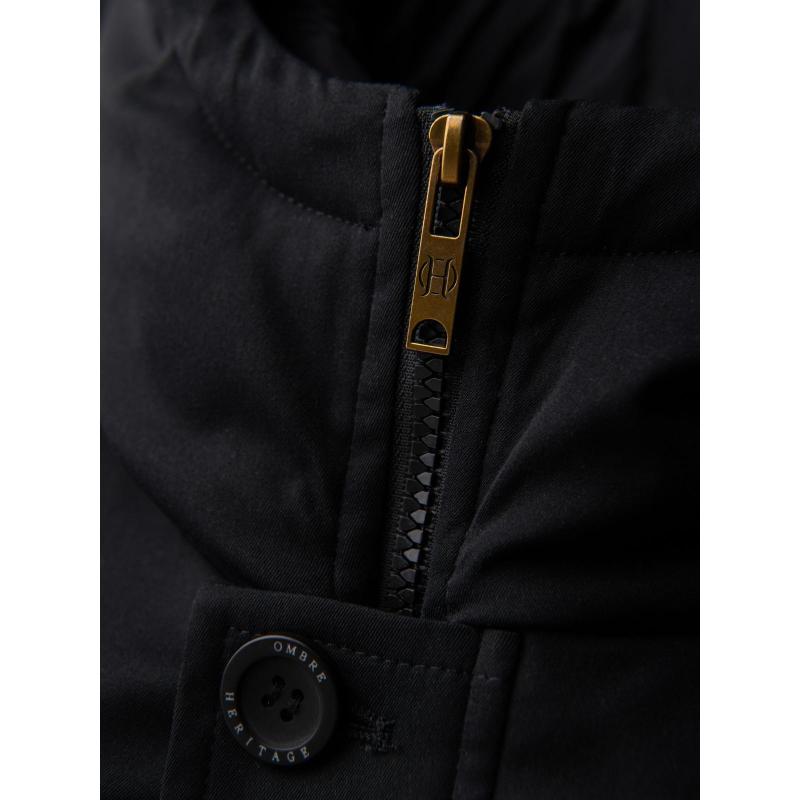 Elegantná pánska bunda s vreckami a kapucňou – čierna V1 OM-JAPJ-0287