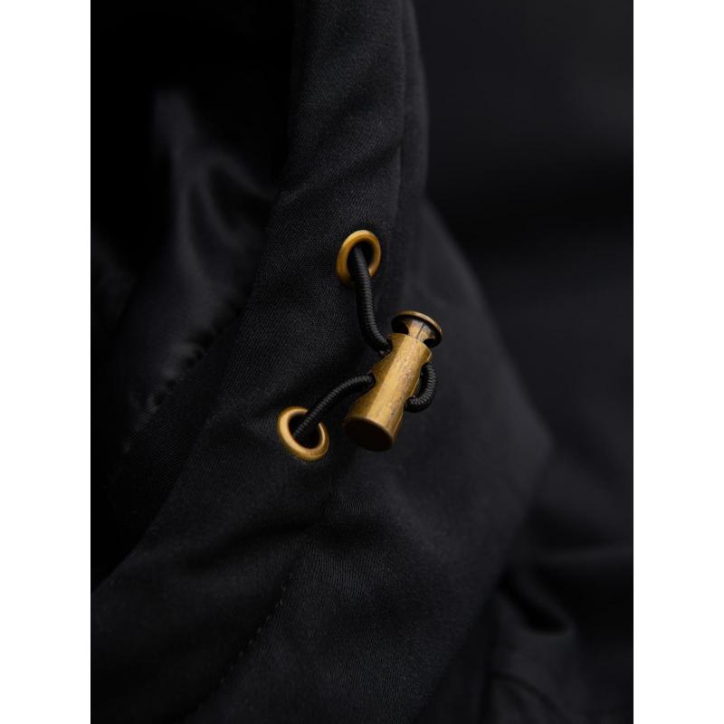 Elegantná pánska bunda s vreckami a kapucňou – čierna V1 OM-JAPJ-0287