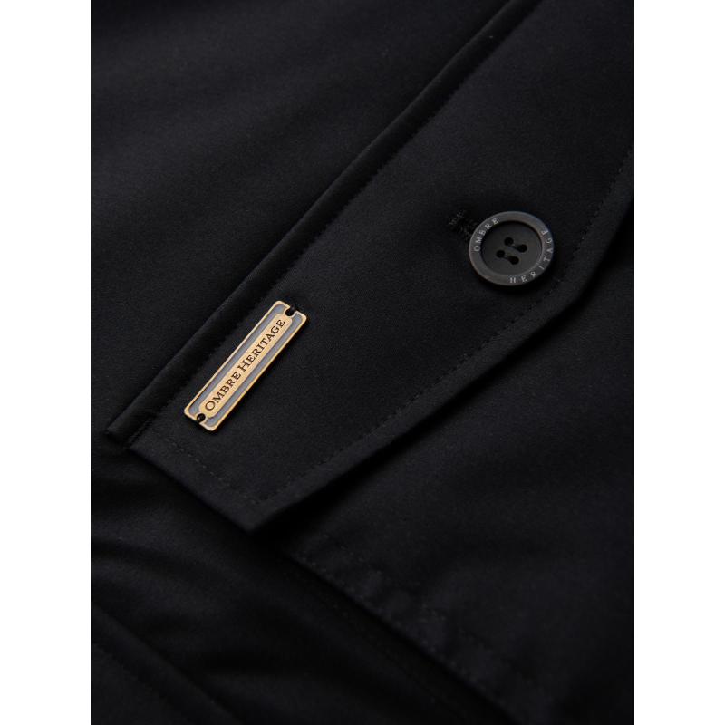 Elegantná pánska bunda s vreckami a kapucňou – čierna V1 OM-JAPJ-0287