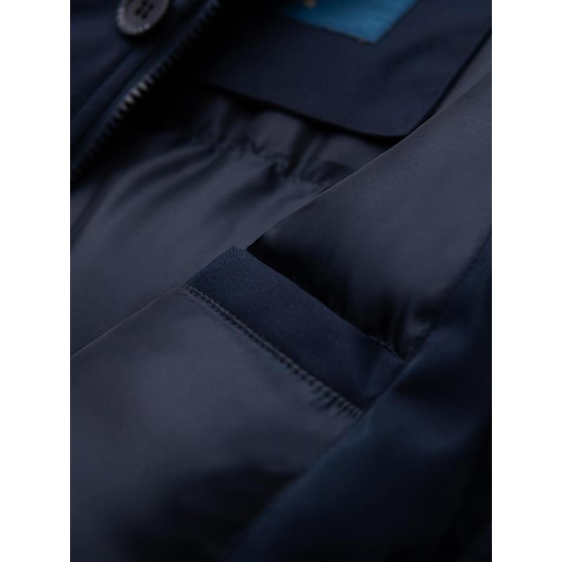 Elegáns férfi kabát zsebekkel és kapucnival – sötétkék V2 OM-JAPJ-0287