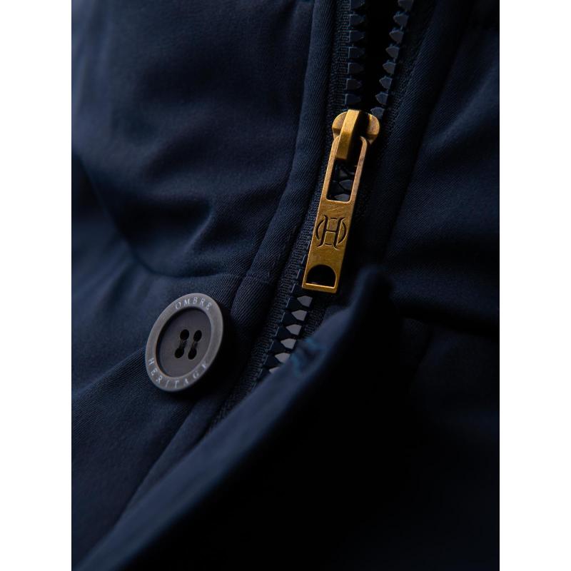 Elegáns férfi kabát zsebekkel és kapucnival – sötétkék V2 OM-JAPJ-0287