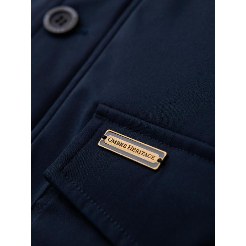 Elegáns férfi kabát zsebekkel és kapucnival – sötétkék V2 OM-JAPJ-0287