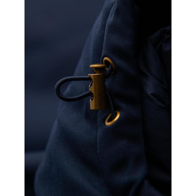 Elegáns férfi kabát zsebekkel és kapucnival – sötétkék V2 OM-JAPJ-0287